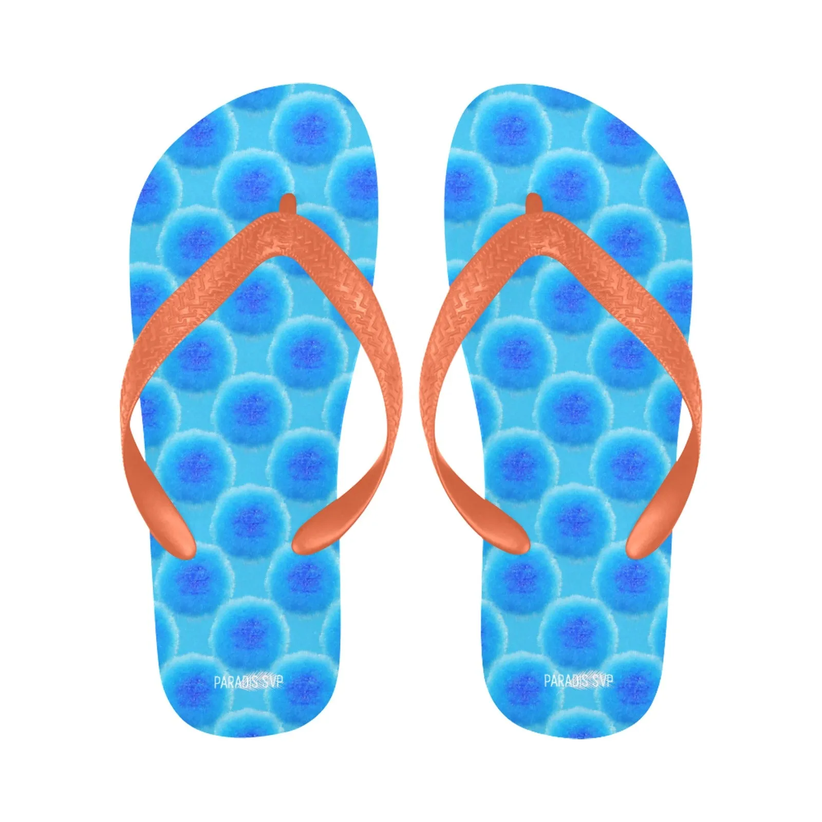 Fuzzy Bubble Blue Flip-Flops