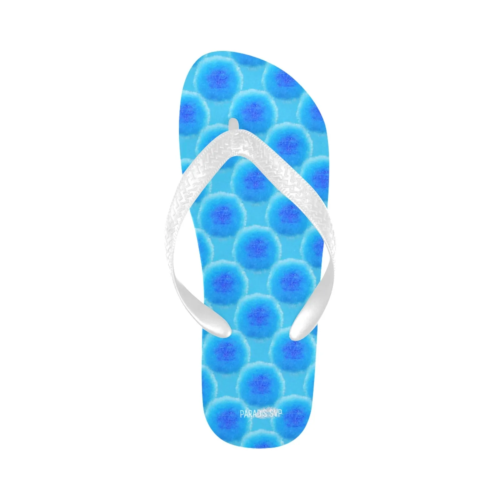 Fuzzy Bubble Blue Flip-Flops