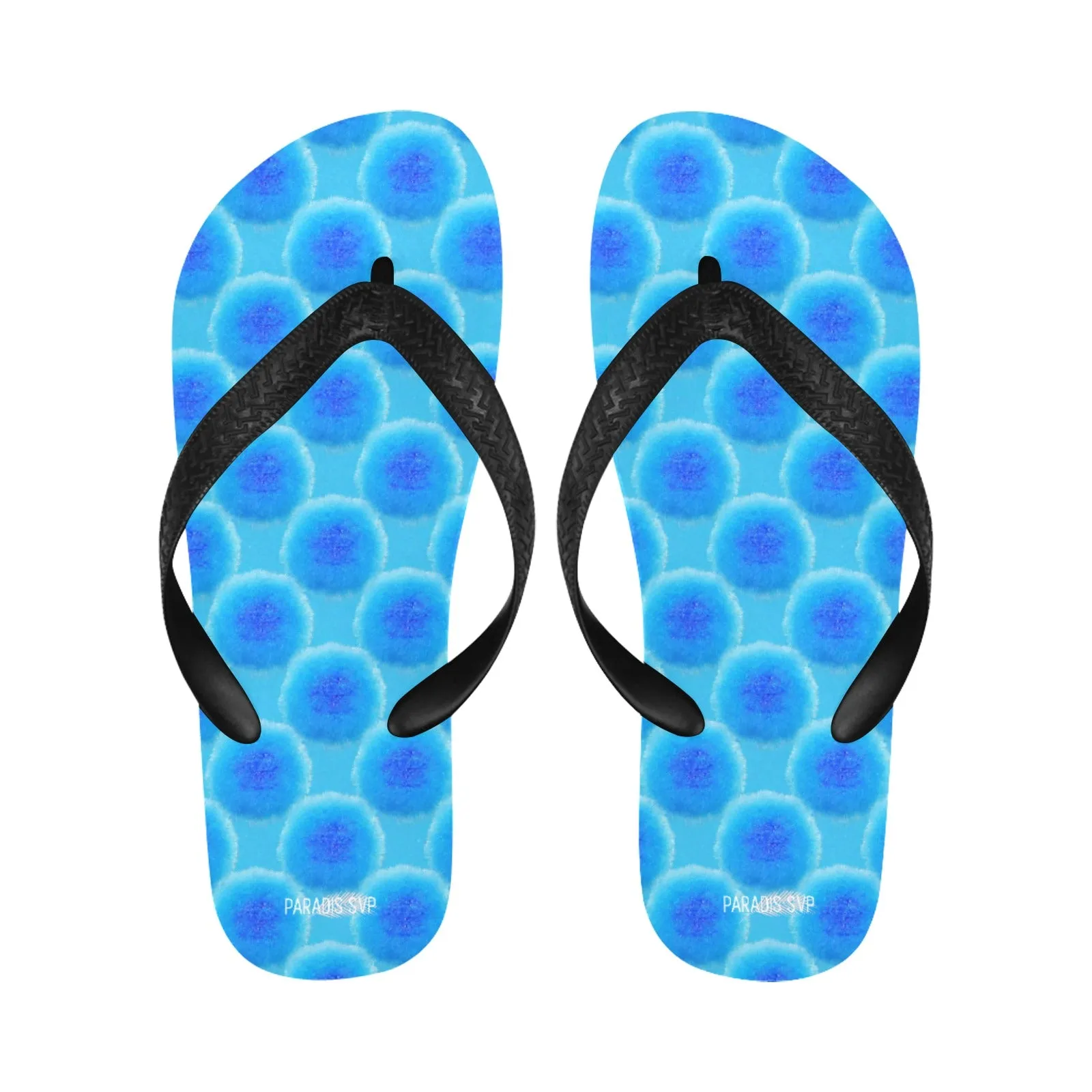 Fuzzy Bubble Blue Flip-Flops