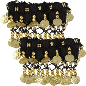 Gadpiparty Belly Wrist Arm Bracelets 2pcs Belly Ankle Bracelet with Coins Belly Anklet Jewelry Anklet Chiffon Wrist Cuff Wrist Ankle Cuffs Bracelets for Belly Costume Accessories