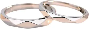 Geometric Rhombus Couple Statement Rings Set Black Couple Finger Rings Simple Cut Knuckle Rings for Girlfriend and Boyfriend Valentine's Day Gift Jewelry