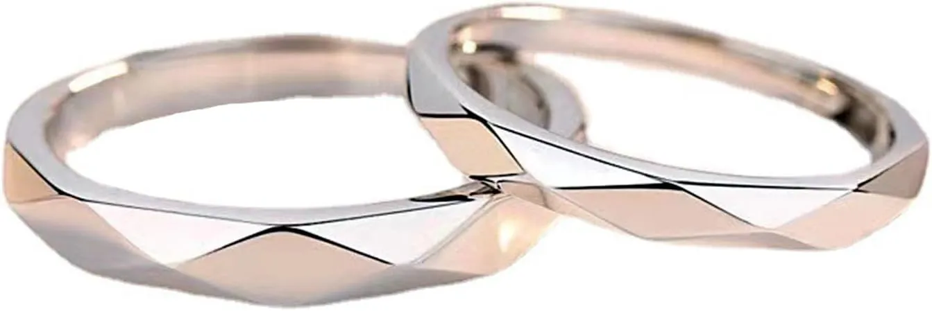 Geometric Rhombus Couple Statement Rings Set Black Couple Finger Rings Simple Cut Knuckle Rings for Girlfriend and Boyfriend Valentine's Day Gift Jewelry