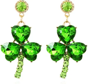 Glitter Rhinestone Statement Earrings for Women, Vintage Fancy Cluster Crystal Drop Dangle Earrings, Large Colorful Crystal Chandelier Earrings for Women