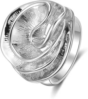 Gold and Silver Rings for Women, Chunky Signet Statement Rings Gold Plated Band Ring Wide Metal Square Rings Cocktail Costume Jewelry for Her