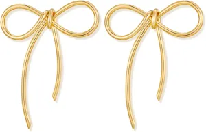 Gold Bow Stud Earrings for Women Statement Bow Stud Earrings