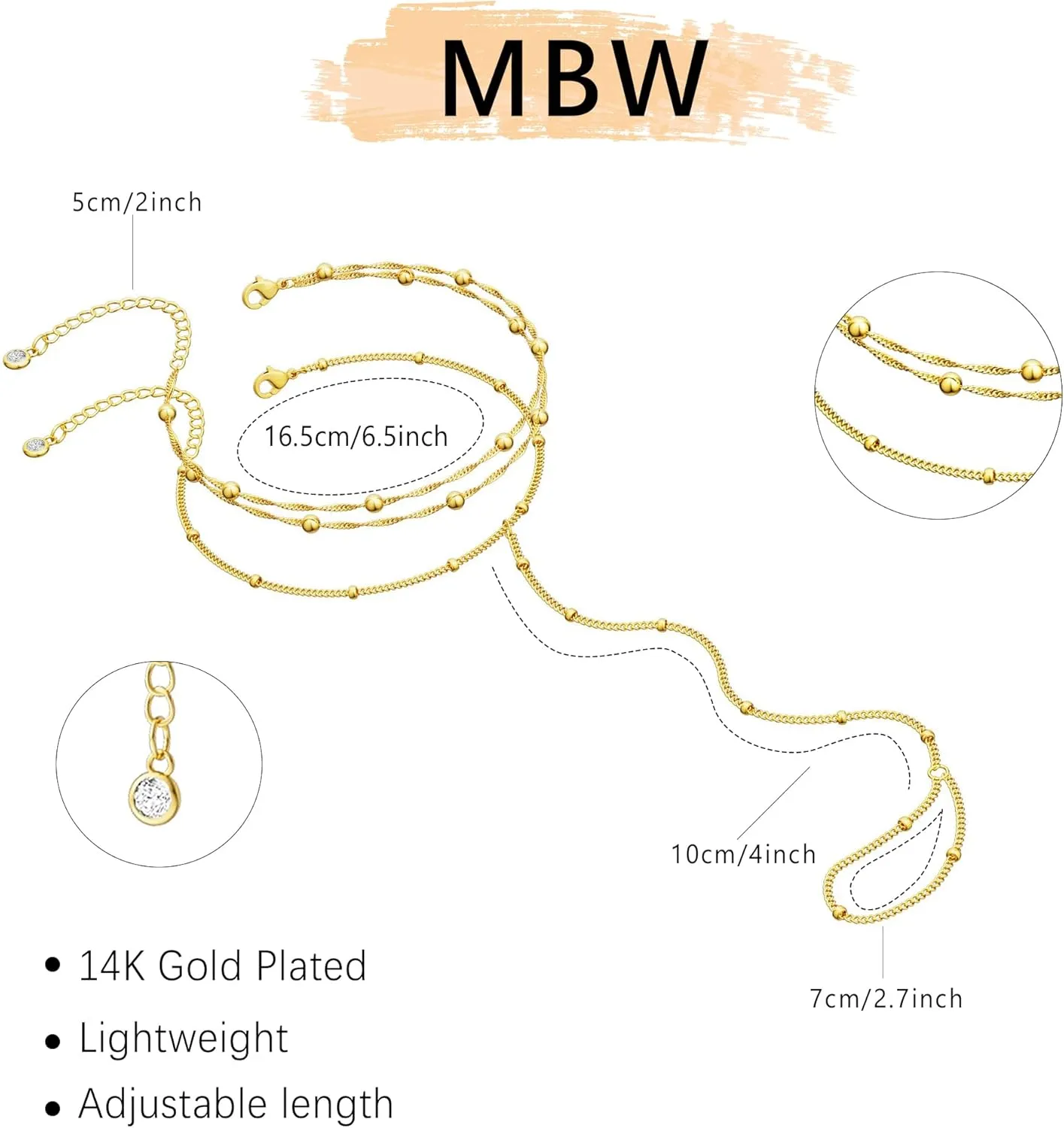 Gold Bracelets for Women, 14K Dainty Gold Plated Stackable Bracelets for Women Trendy Waterproof CZ Tennis Bracelet Set Tiny Heart Paperclip Box Chain Adjustable Bracelets Minimalist Cute Jewelry