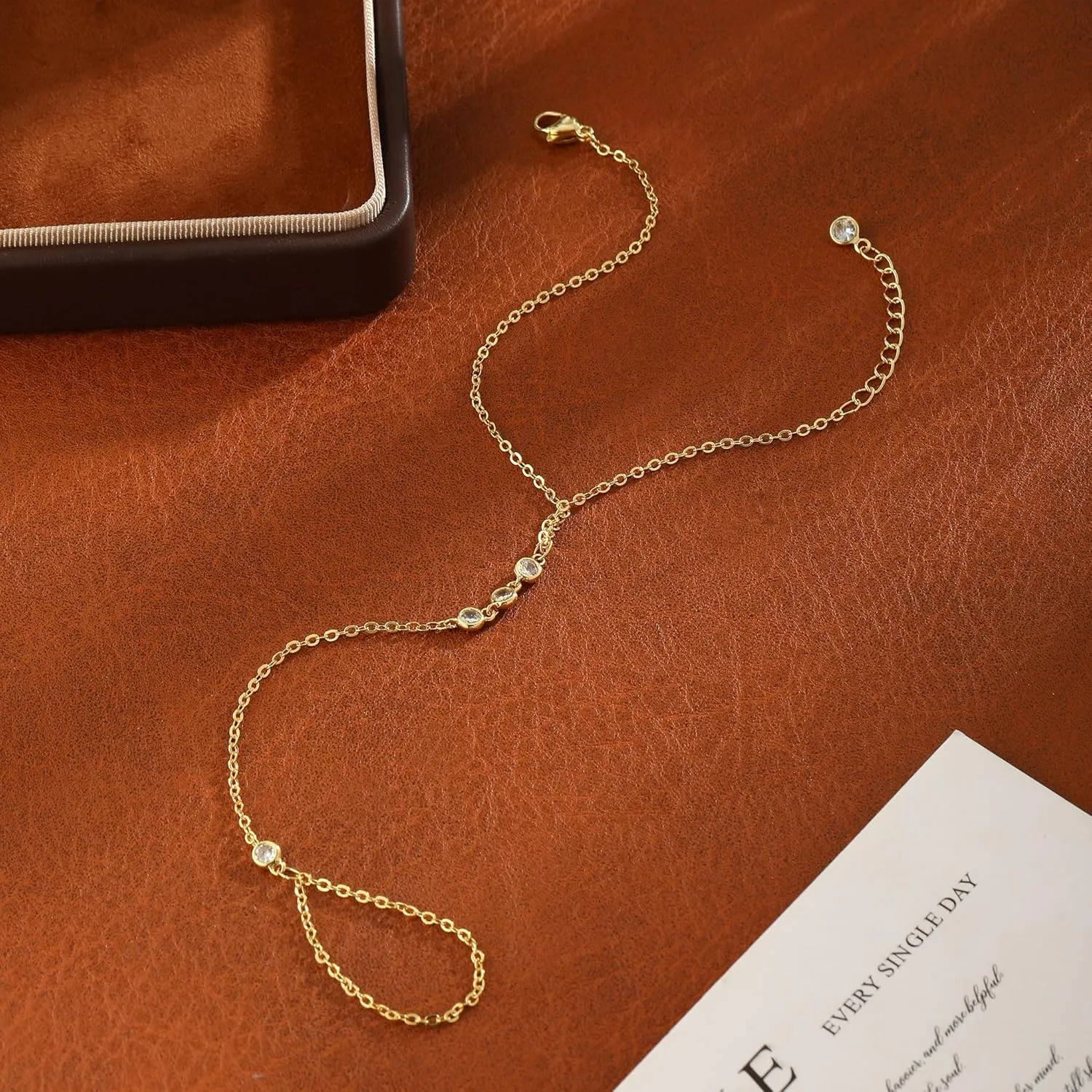 Gold Bracelets Set for Women, 14K Real Gold Plated/Silver Dainty Link Chain Bracelets Ring Hand Chain Charm Stackable Cuban Link Paperclip Bracelet Non Tarnish Jewelry Accessories Gifts