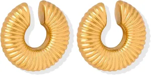 Gold Chunky Ear Cuff Earrings for Women Huggie Ear Cuff Non Pierced Ear Cartilage Clip on Wrap Hoop 14K Gold Filled Tiny Boho Beach Simple Minimalist Delicate Handmade Hypoallergenic Jewelry Gift