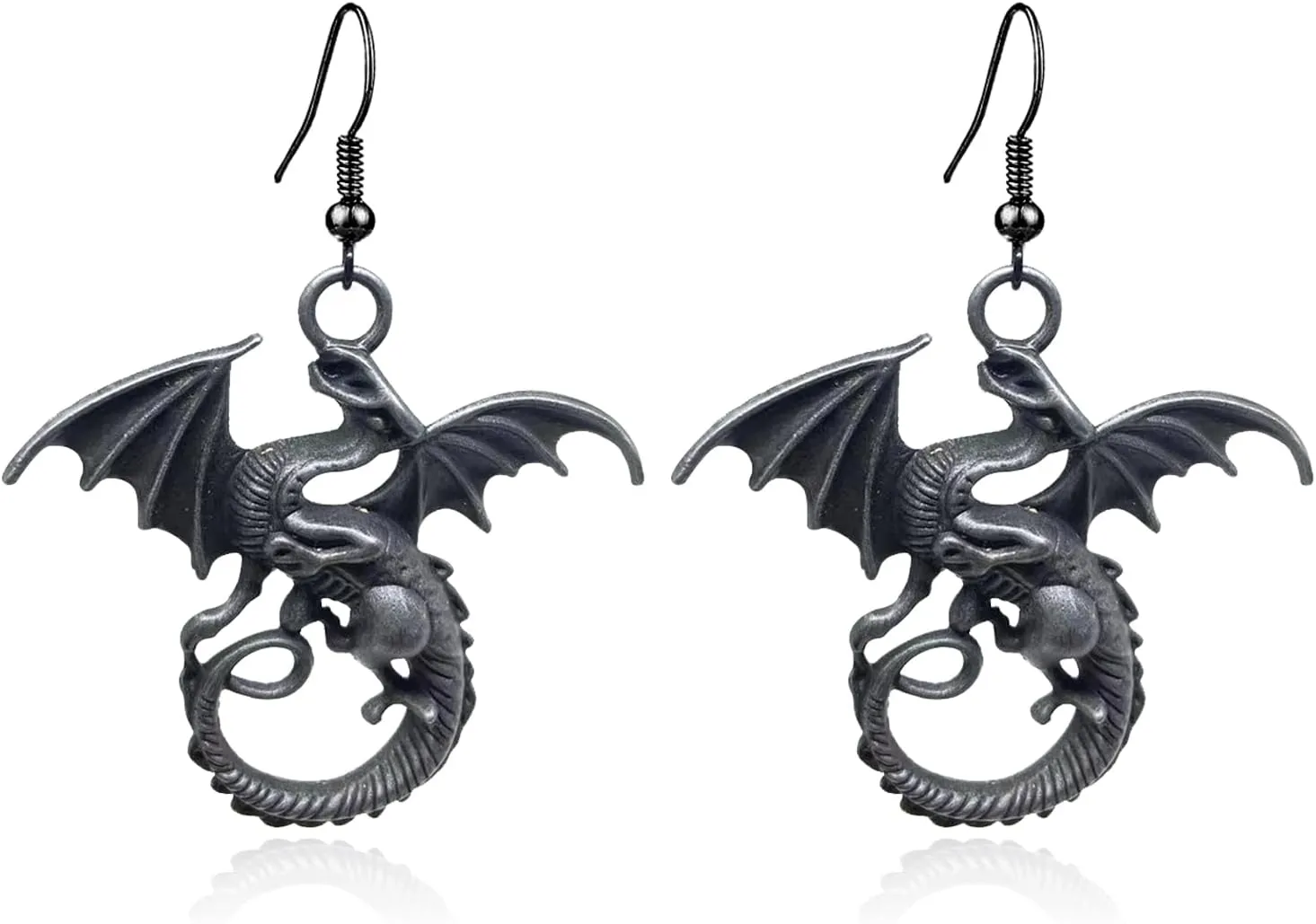 Gold Dinosaur Fantasy Statement Dragons Earrings Gothic Unique Animal Drop Dangle Earrings Earrings Mystical Moon Jewelry For Women (black-1)