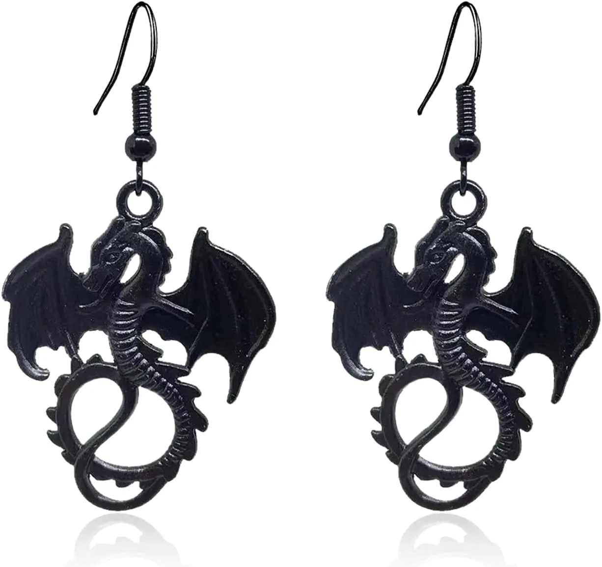 Gold Dinosaur Fantasy Statement Dragons Earrings Gothic Unique Animal Drop Dangle Earrings Mystical Moon Jewelry For Women(black)