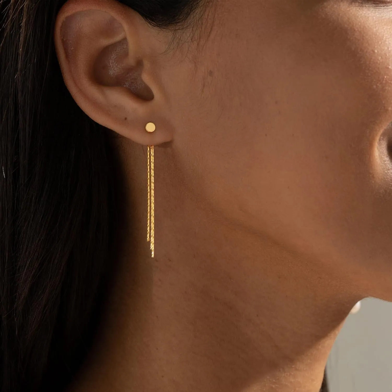 Gold Earrings for Women, 14K Dangle Earrings for Women Trend, Hypoallergenic Gold-Plated Long Tassel Drop Chain Delicate Elegant Earrings
