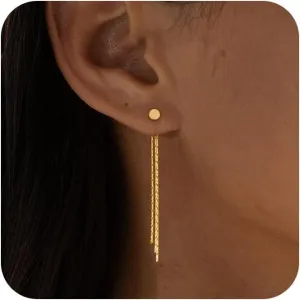 Gold Earrings for Women, 14K Dangle Earrings for Women Trend, Hypoallergenic Gold-Plated Long Tassel Drop Chain Delicate Elegant Earrings