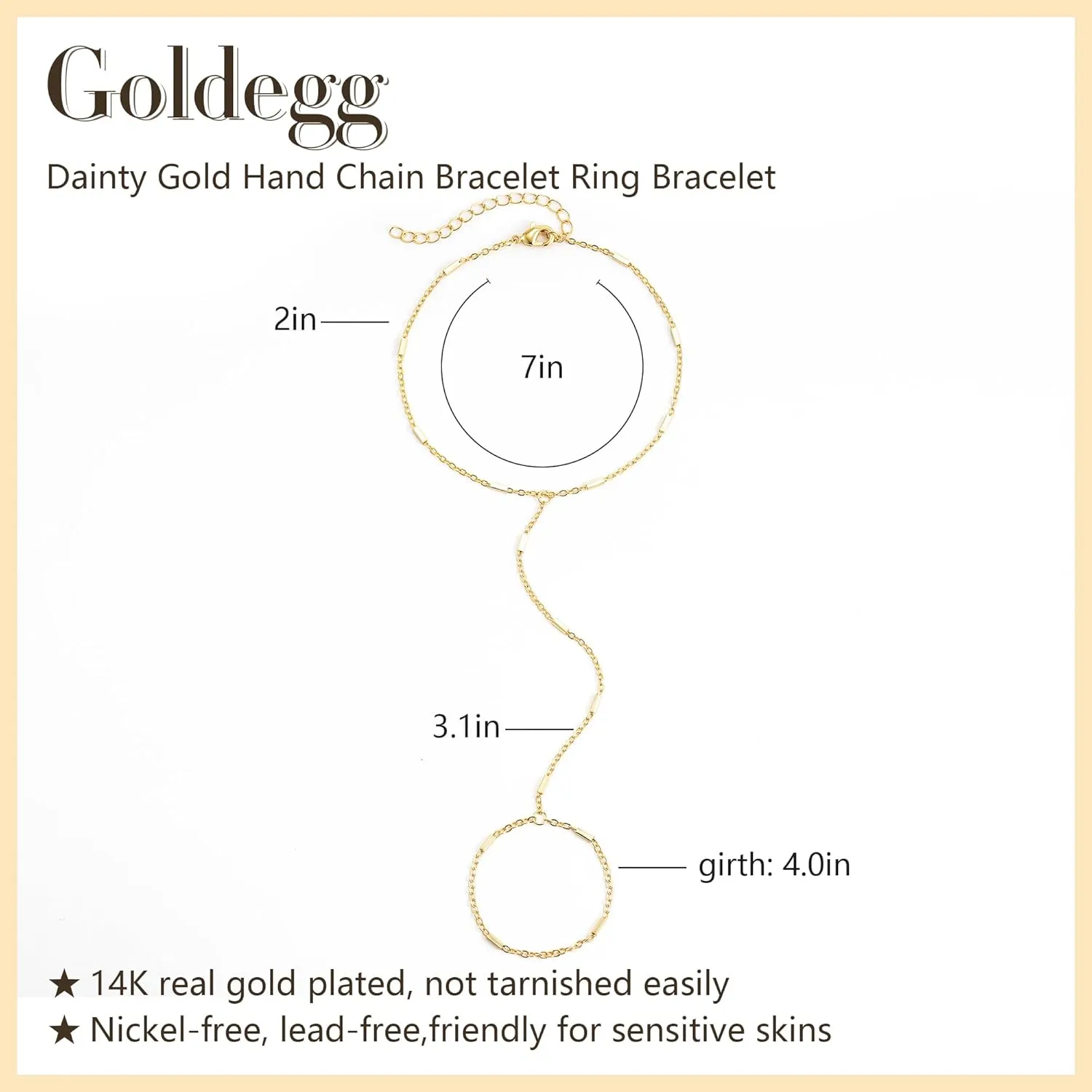 Gold Hand Chain Bracelets for Women, 14K Gold Plated Hand Chain Dainty Finger Ring Bracelet Gold Jewelry Gifts Trendy