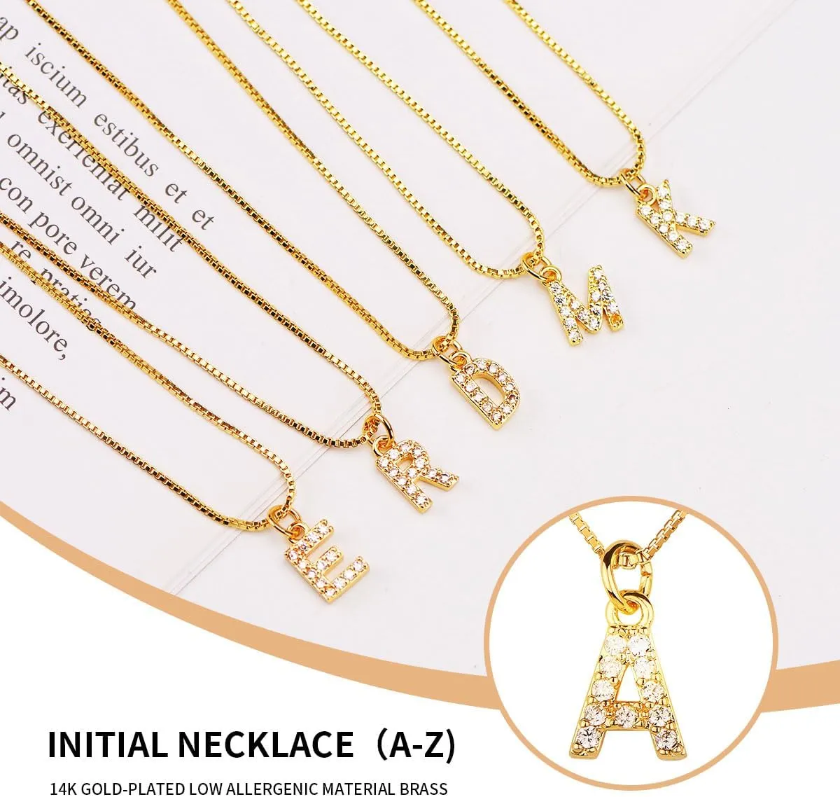 Gold Initial Necklaces for Women,14K Gold Plated Personalized Zircon Letter Necklace, Shiny Tiny A-Z Pendant Choker Necklace,Dainty Gold Name Diamond Gift for Women Necklace Jewelry