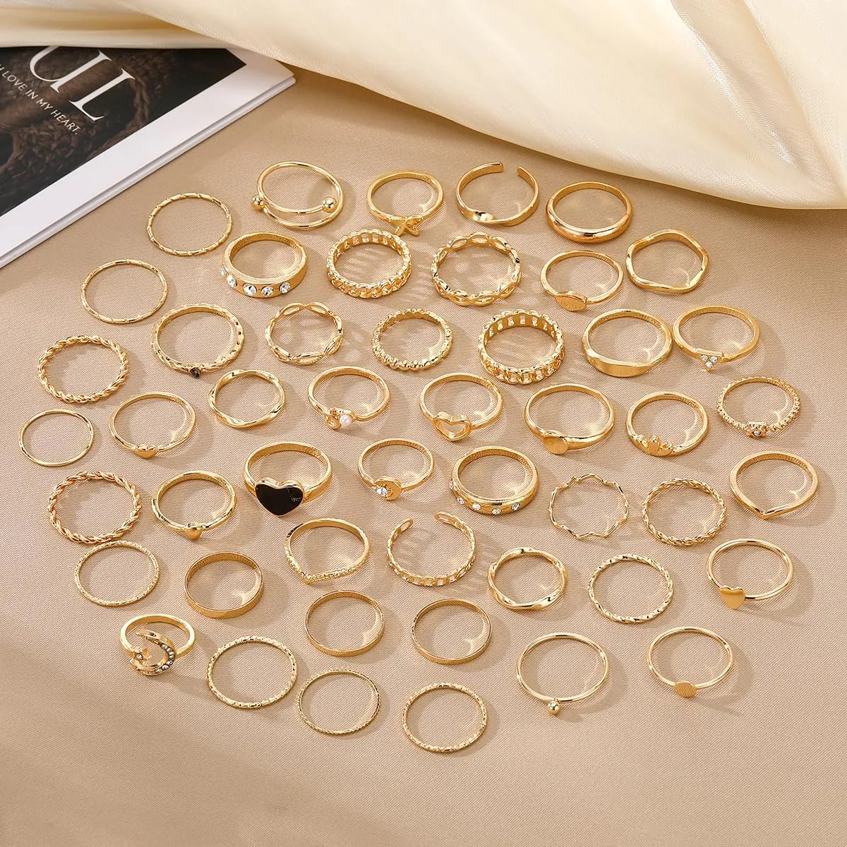 Gold Knuckle Rings Set for Women, 14k Gold Plated Open Stacking Knuckle Midi Rings Dainty Cubic Zirconia Crystal Simple Hollow Cute Rings Pack Jewelry Gifte