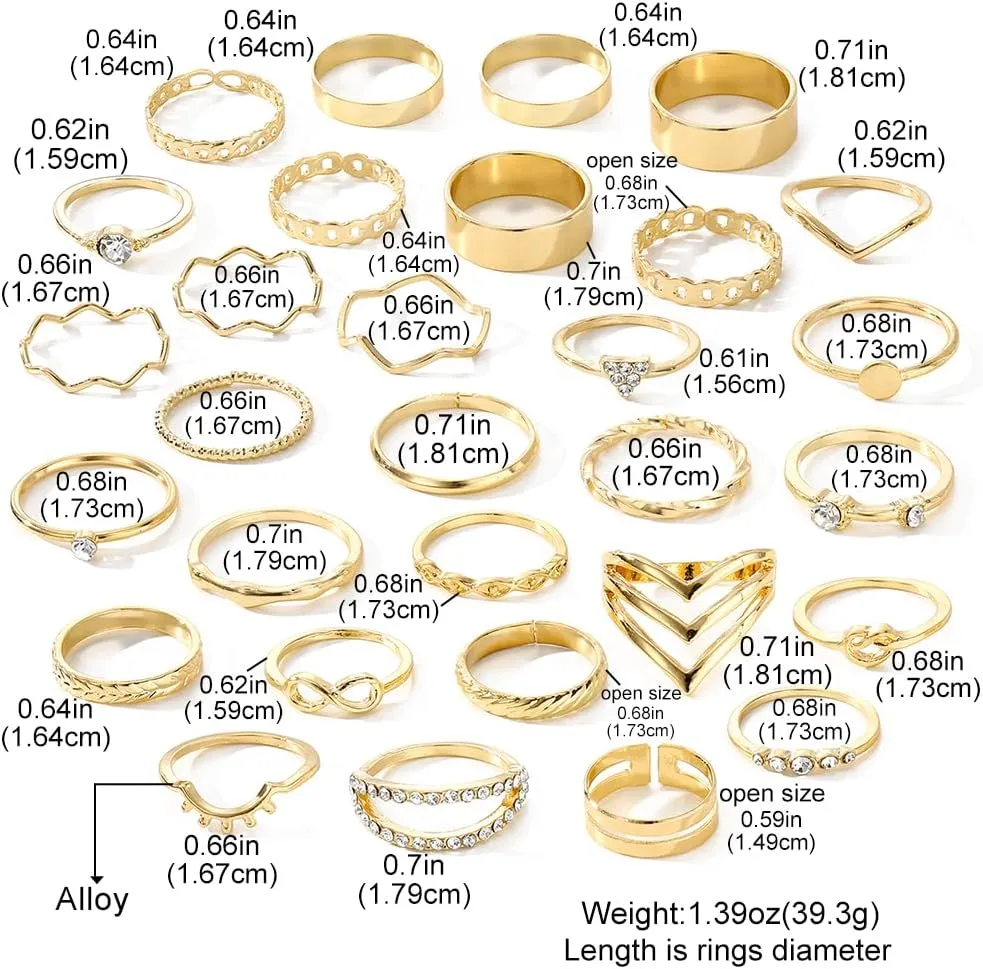 Gold Knuckle Rings Set for Women, 14k Gold Plated Open Stacking Knuckle Midi Rings Dainty Cubic Zirconia Crystal Simple Hollow Cute Rings Pack Jewelry Gifte
