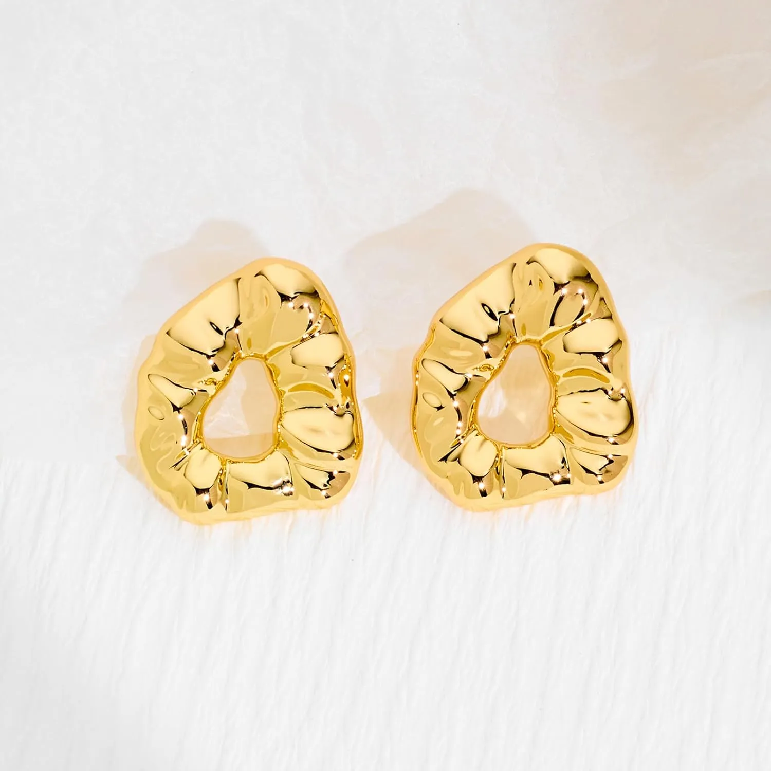 Gold Plated Statement Earrings for Women Large Stud Earrings Fashion Jewelry