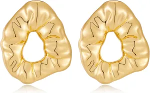Gold Plated Statement Earrings for Women Large Stud Earrings Fashion Jewelry