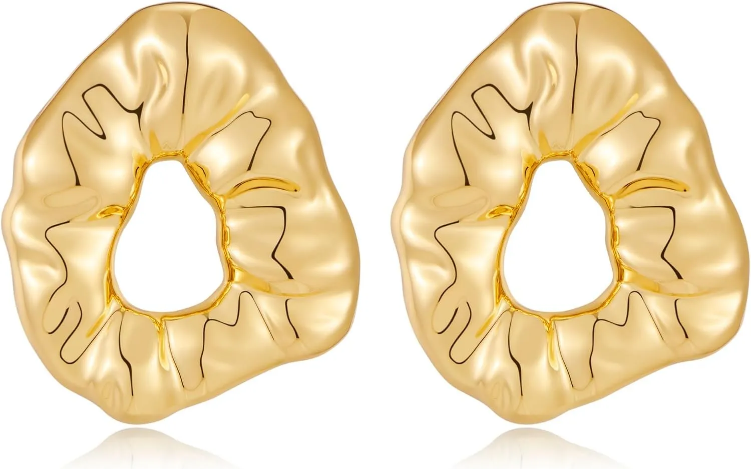 Gold Plated Statement Earrings for Women Large Stud Earrings Fashion Jewelry