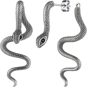 Gold Silver Snake Earrings for Women Vintage Gothic Snake Dangle Earrings Halloween Punk Snake Drop Earrings Animal Front Back Stud Serpent Earrings Edgy Trendy Statement Jewelry