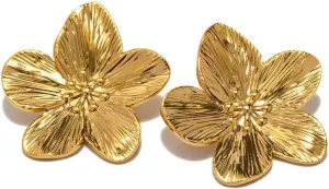 Gold Silver Vintage Flower Earrings Small Fragrant Camellia Flower Chunky Stud Earrings Delicate Large Floral Jewelry Gift for Women