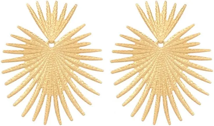Gold Star Celestial Metal Star Geometric Statement Flower Earrings