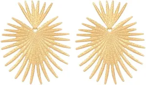 Gold Star Celestial Metal Star Geometric Statement Flower Earrings