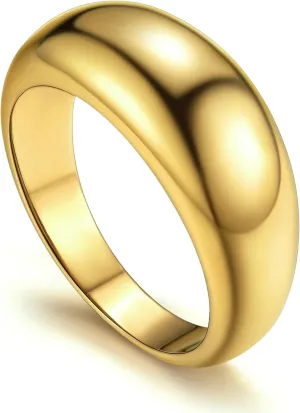 GOLDCHIC JEWELRY Chunky Dome Ring for Women, Stainless Steel Bold Stacking Croissant Statement Ring For Men (Size 7-12, Custom)