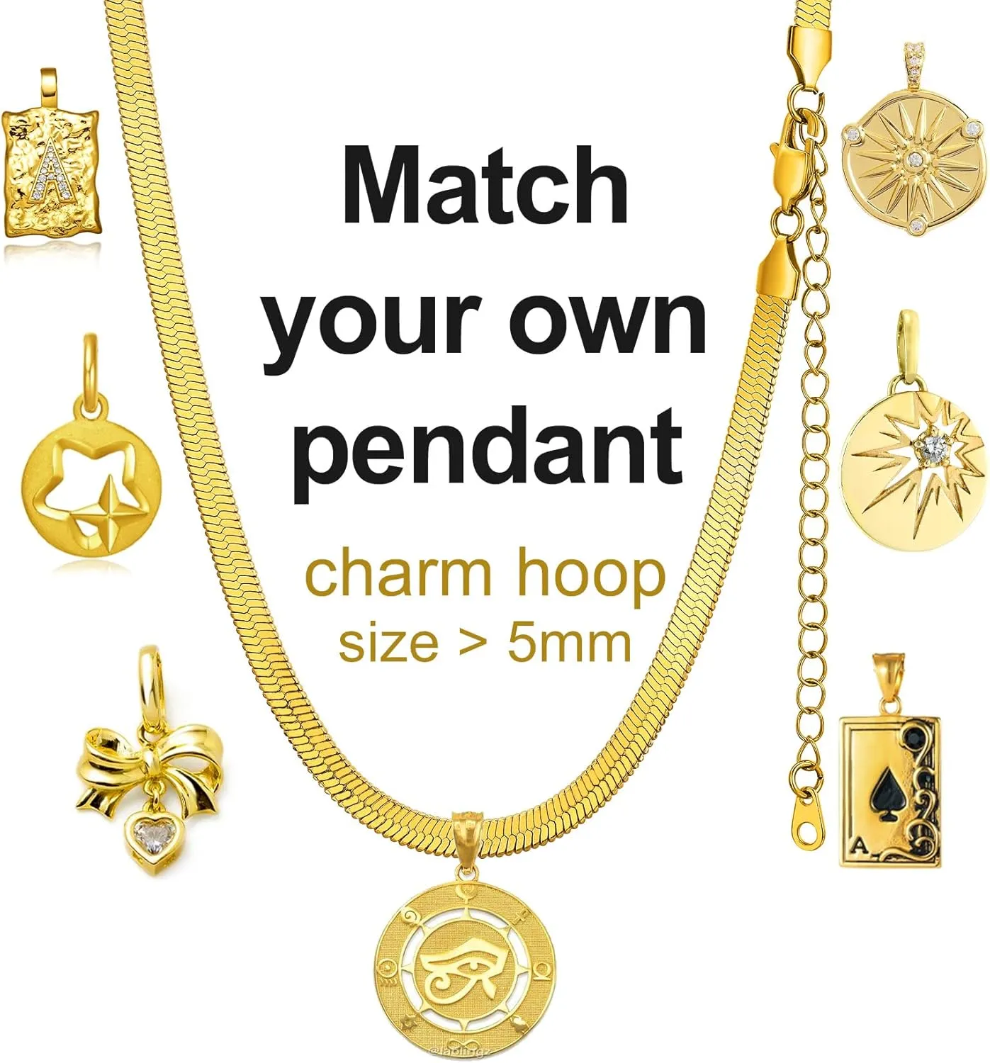 GOLDCHIC JEWELRY Stainless Steel Chain Necklace for Women, 3mm/5mm Snake Chain Herringbone Choker Necklaces, Gold/Silver/Rose Gold, 12/15/18 inches (3.5 inch Extenders)