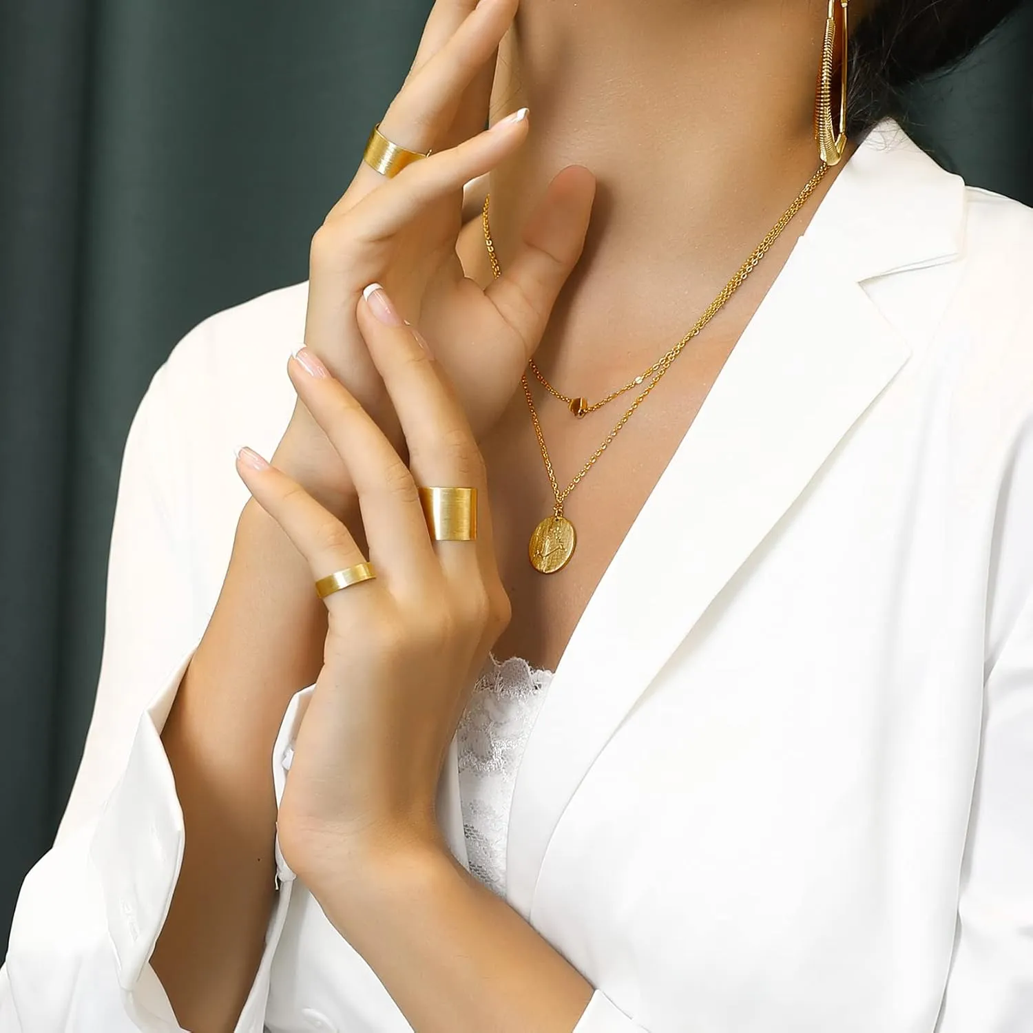 GoldChic Jewelry Wide Plain Rings for Women, 17mm/20mm Mens Stainless Steel Adjustable High Polished Band Ring, Personalized Adjustable Flat Wide Dainty Cuff Statement Tube Ring #8 -#12, with Gift Box