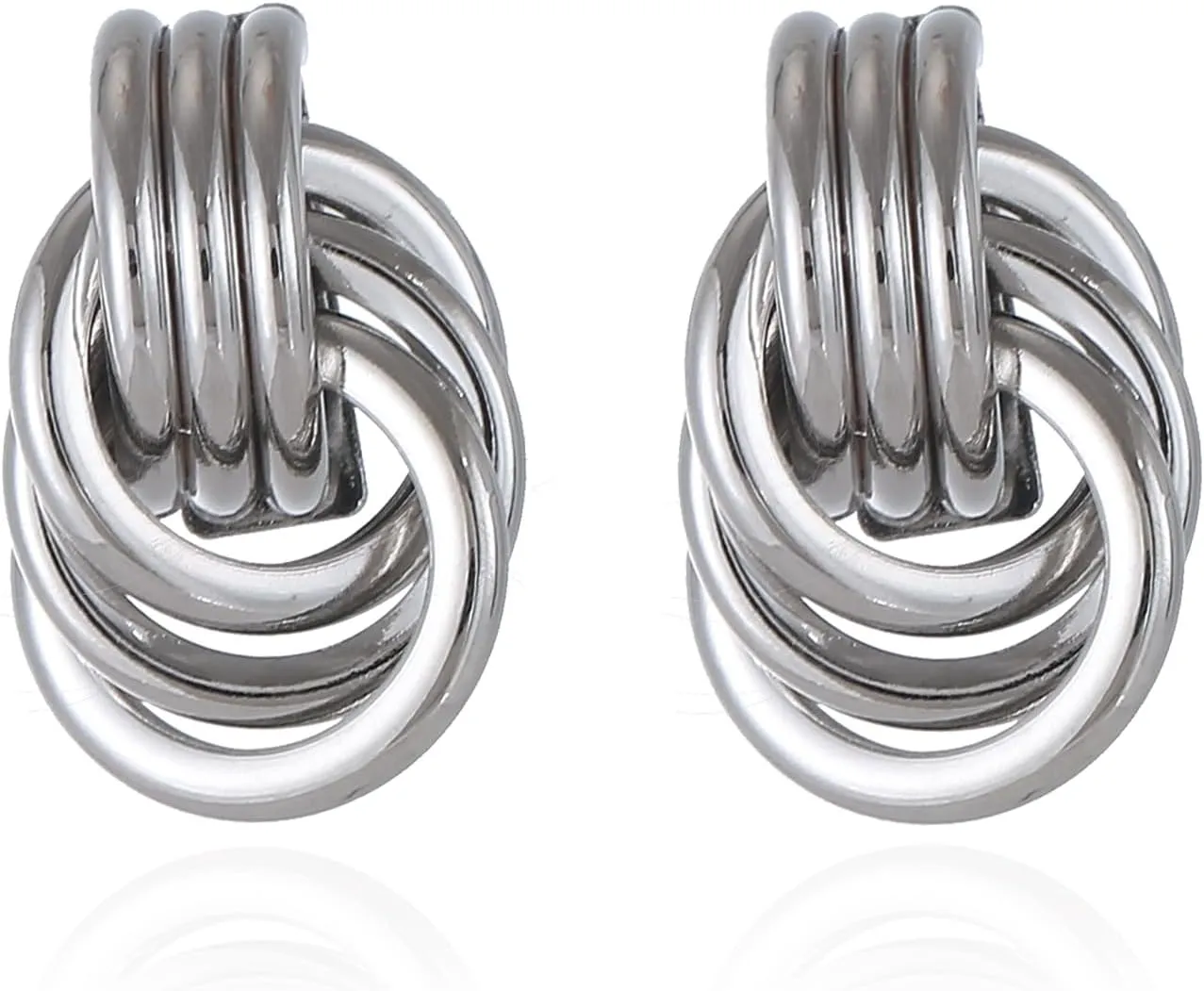 Gold/Silver Statement Geometric Earrings for Women Chunky Gold Knot Link Drop Dangle Earrings Trendy Jewelry Gift