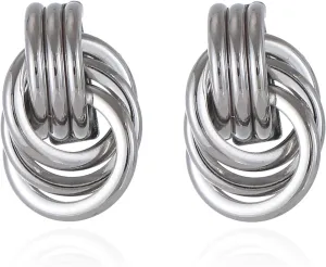 Gold/Silver Statement Geometric Earrings for Women Chunky Gold Knot Link Drop Dangle Earrings Trendy Jewelry Gift