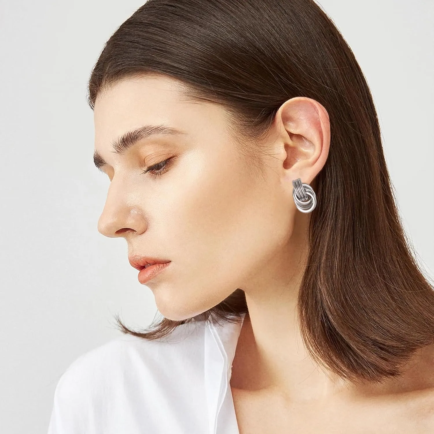 Gold/Silver Statement Geometric Earrings for Women Chunky Gold Knot Link Drop Dangle Earrings Trendy Jewelry Gift