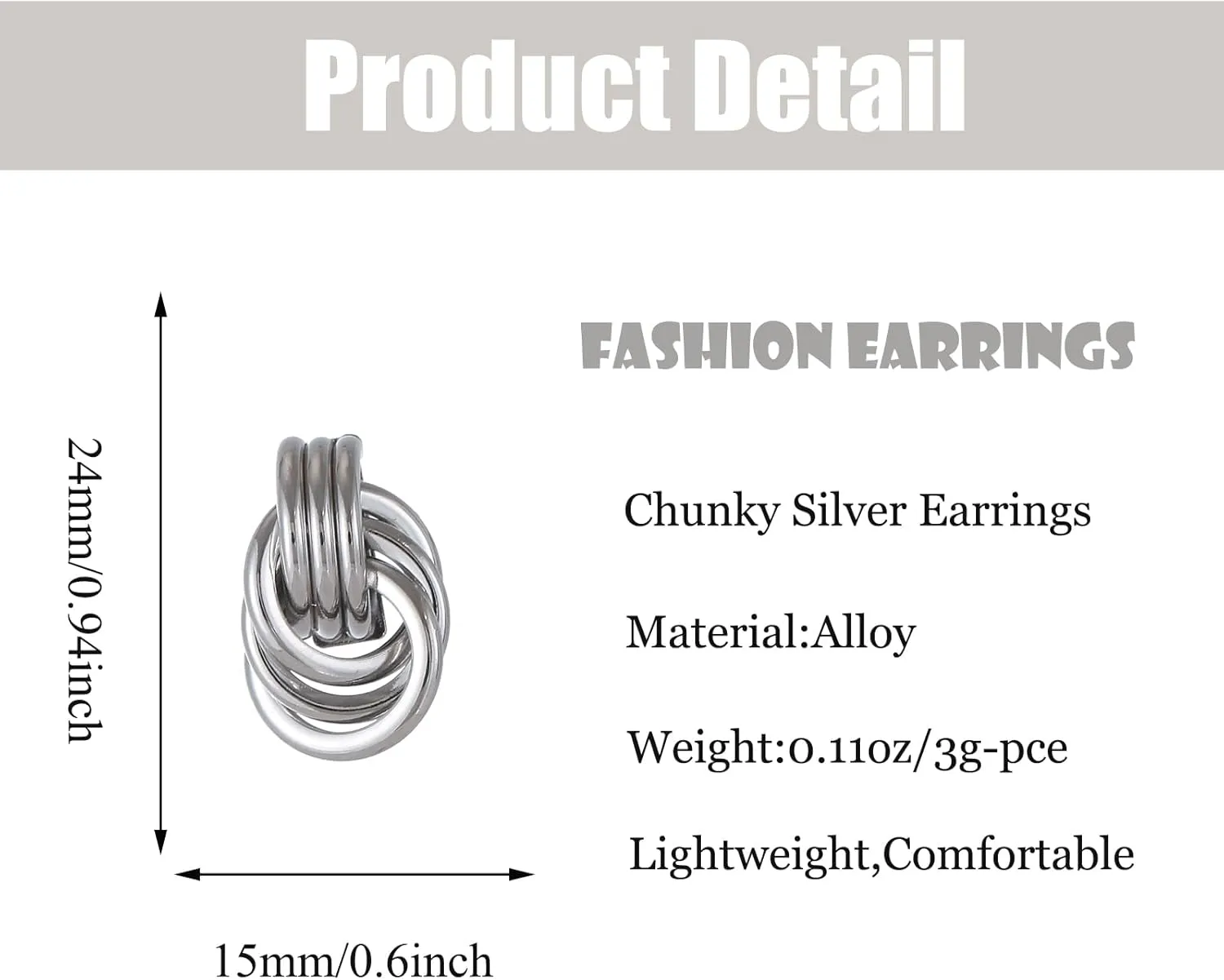 Gold/Silver Statement Geometric Earrings for Women Chunky Gold Knot Link Drop Dangle Earrings Trendy Jewelry Gift