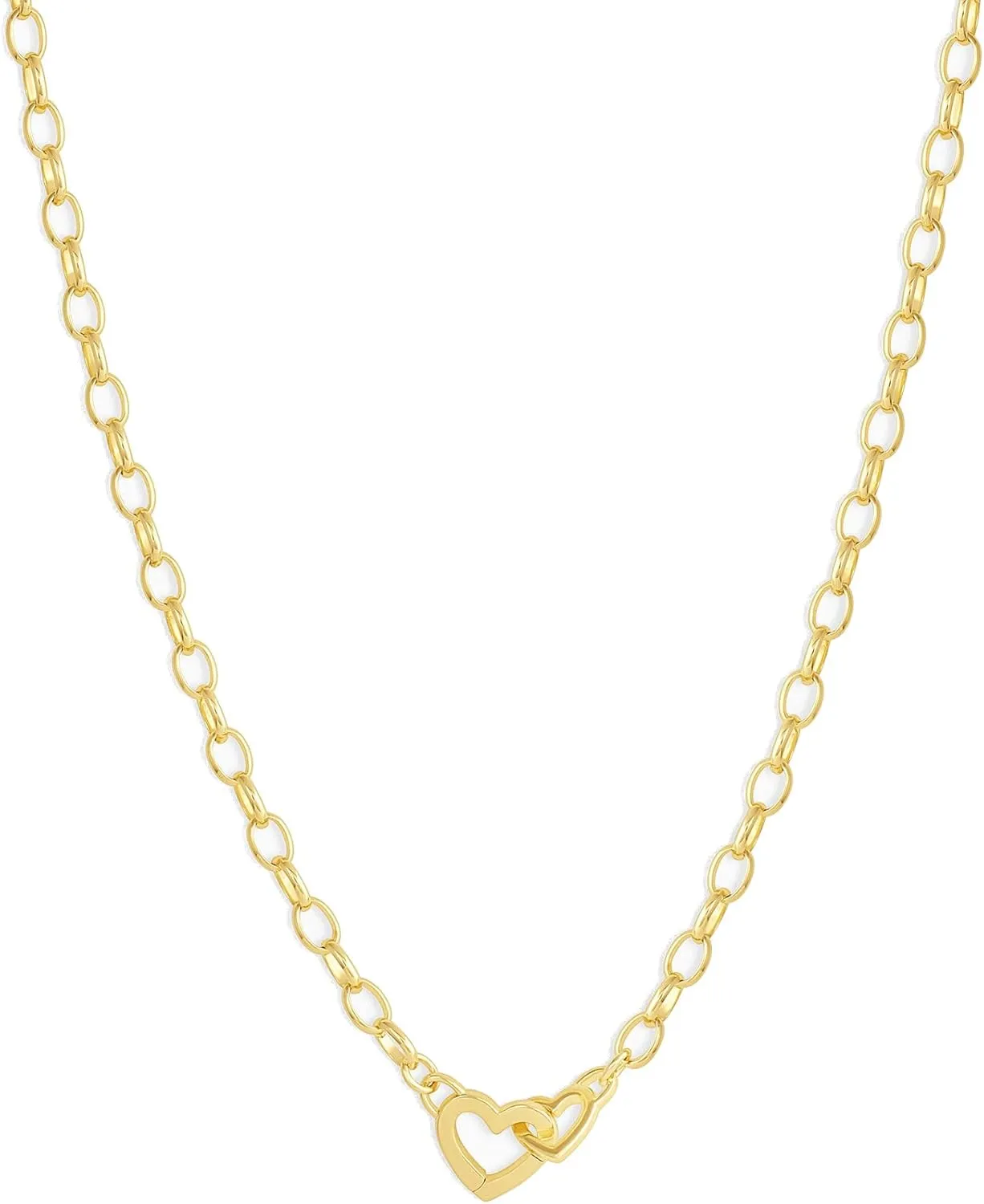 gorjana - Parker Heart Necklace 16 1/2 or 17 inches - 18K Gold Plated - Cable Chain, Interlocking Double Open Hearts - Gifting Necklace to Loved One - Stylish Gift Packaging - Unique Heart Hinge Closure