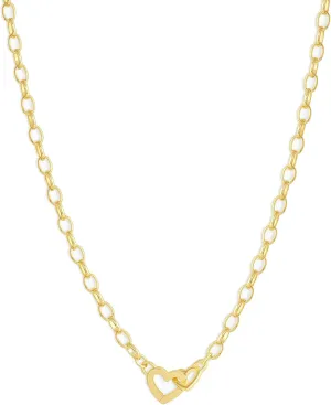 gorjana - Parker Heart Necklace 16 1/2 or 17 inches - 18K Gold Plated - Cable Chain, Interlocking Double Open Hearts - Gifting Necklace to Loved One - Stylish Gift Packaging - Unique Heart Hinge Closure