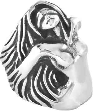 Gothic Biker Angel Rings for Men Vintage Heavy Stainless Steel Goddess Biker Womens Body Ring for Medusa Color Silver
