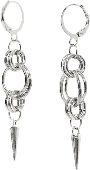 Gothic Punk Silver Spike Earrings Y2k Dangle Drop Hoop Cool Earrings Unique Personalities Jewelry for Women Men