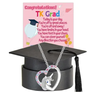 Graduation Gifts for Graduates Congratulations Gifts Card Cap Grad Graduation Gift for Her Daughter Granddaughter Niece Unicorn Necklace Cards Unique Caps Box Graduate Graduating Unicorns Necklaces Silver Jewelry Ideas Pendant