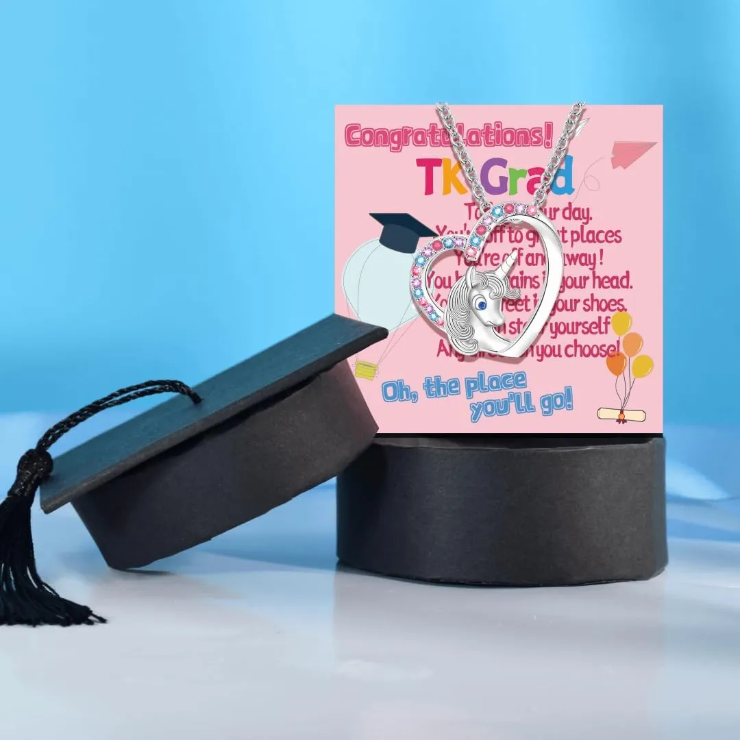Graduation Gifts for Graduates Congratulations Gifts Card Cap Grad Graduation Gift for Her Daughter Granddaughter Niece Unicorn Necklace Cards Unique Caps Box Graduate Graduating Unicorns Necklaces Silver Jewelry Ideas Pendant