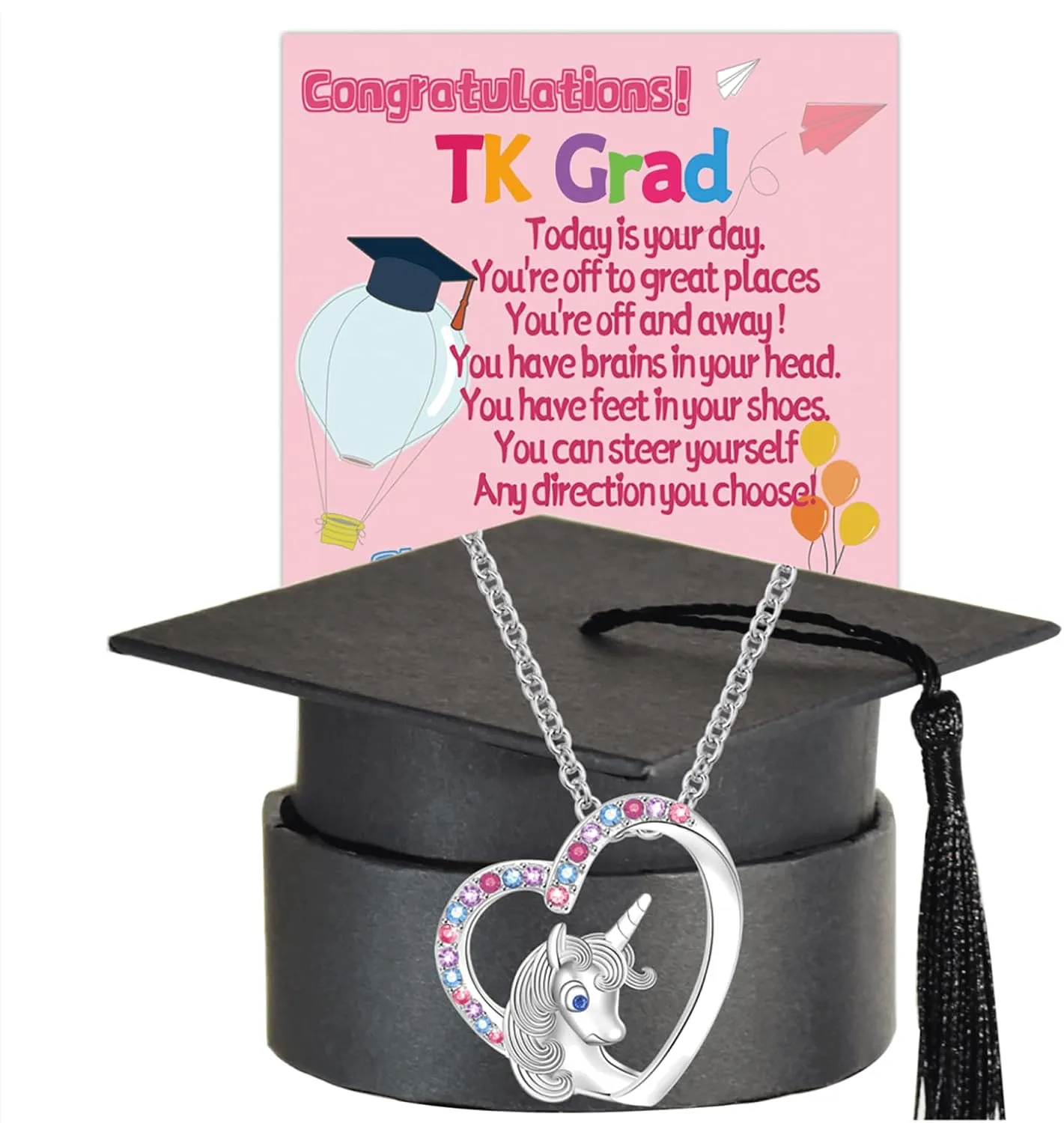 Graduation Gifts for Graduates Congratulations Gifts Card Cap Grad Graduation Gift for Her Daughter Granddaughter Niece Unicorn Necklace Cards Unique Caps Box Graduate Graduating Unicorns Necklaces Silver Jewelry Ideas Pendant