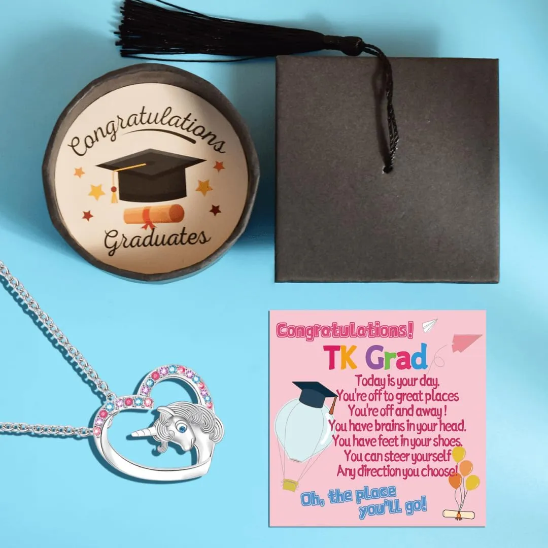 Graduation Gifts for Graduates Congratulations Gifts Card Cap Grad Graduation Gift for Her Daughter Granddaughter Niece Unicorn Necklace Cards Unique Caps Box Graduate Graduating Unicorns Necklaces Silver Jewelry Ideas Pendant