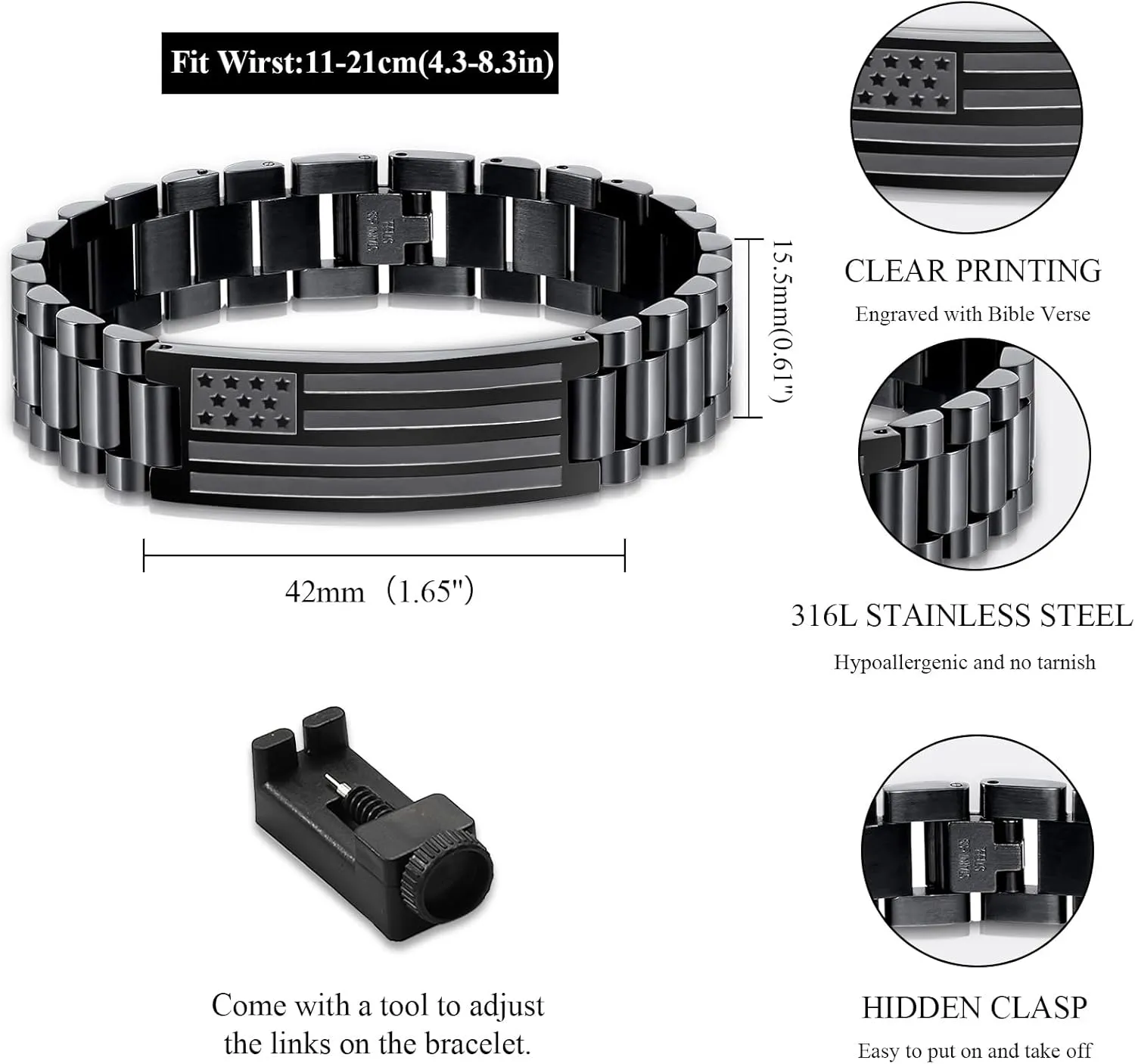 Graduation Gifts for Him,Bracelets for Men American Flag Cross Bible Verse Bracelet Christmas Birthday Christian Graduation Gifts for Men Teens,Adjustable Size