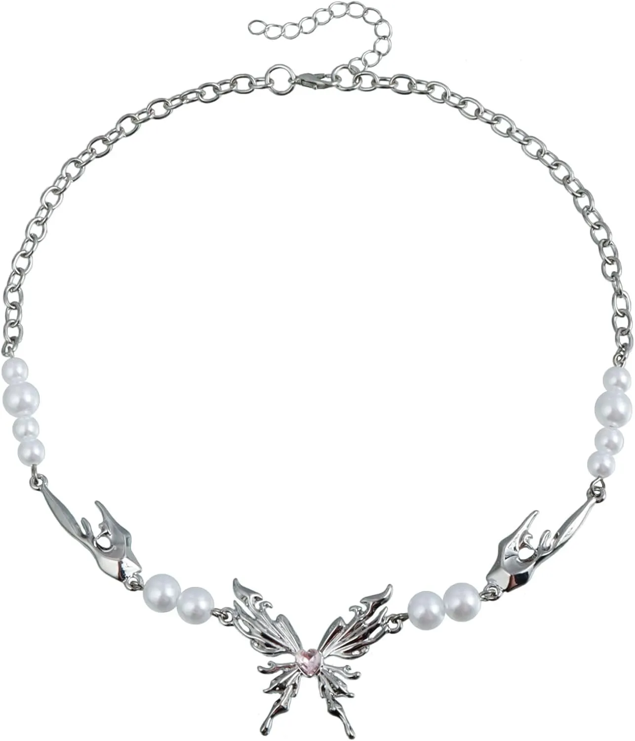 Grunge Jewelry,Grunge Edgy Alt Butterfly Pendant Necklace,Silver Y2k Necklace Christmas New Year Jewelry Gift For Women