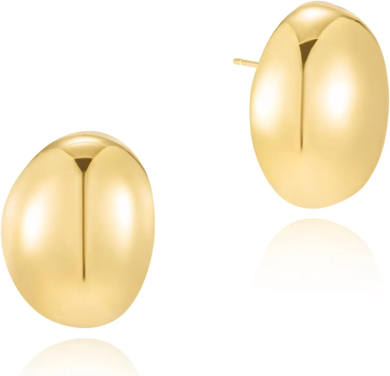 HANLI 14K Gold Plated Chunky Statement Earrings for Women Trendy - Dainty Gold Flower Leaf Oval Chunky Earring Dangle Drop Knot Geometric Studs Lightweight Big Earrings Jewelry
