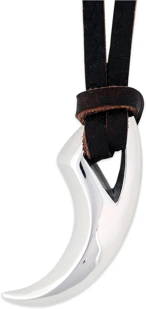 HAQUIL Stainless Steel Tribal Wolf Tooth Pendant Necklace, Faux Leather Cord, Wolf Jewelry Gift for Men and Women