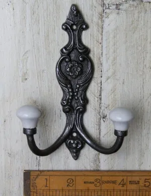 Hat & Coat Hook French Style Double Ceramic Ball
