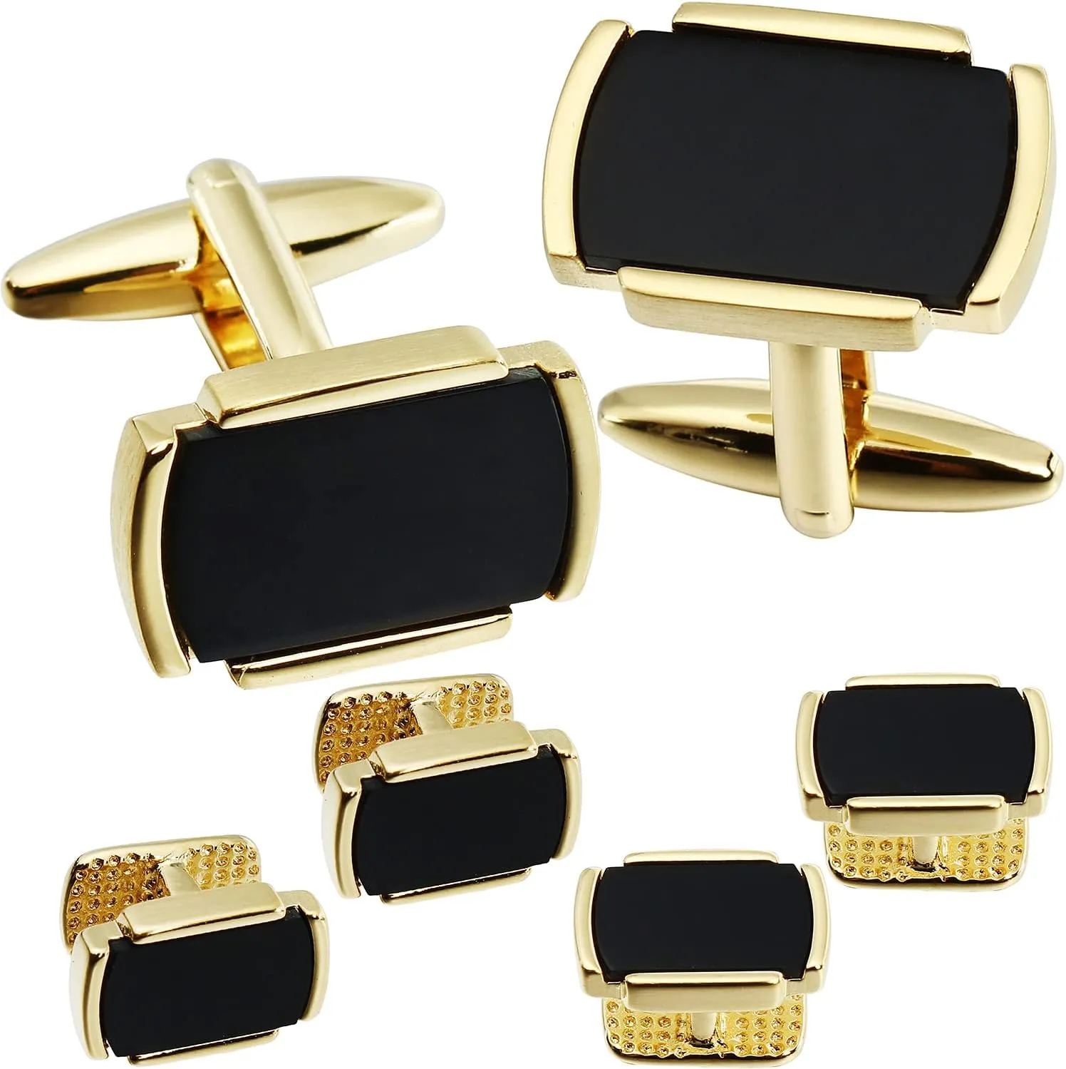 HAWSON Cufflinks and Studs for Men-Mens Fashion Cufflinks and Tuxedo Shirt Studs Set for Regular Weeding Business Accessories