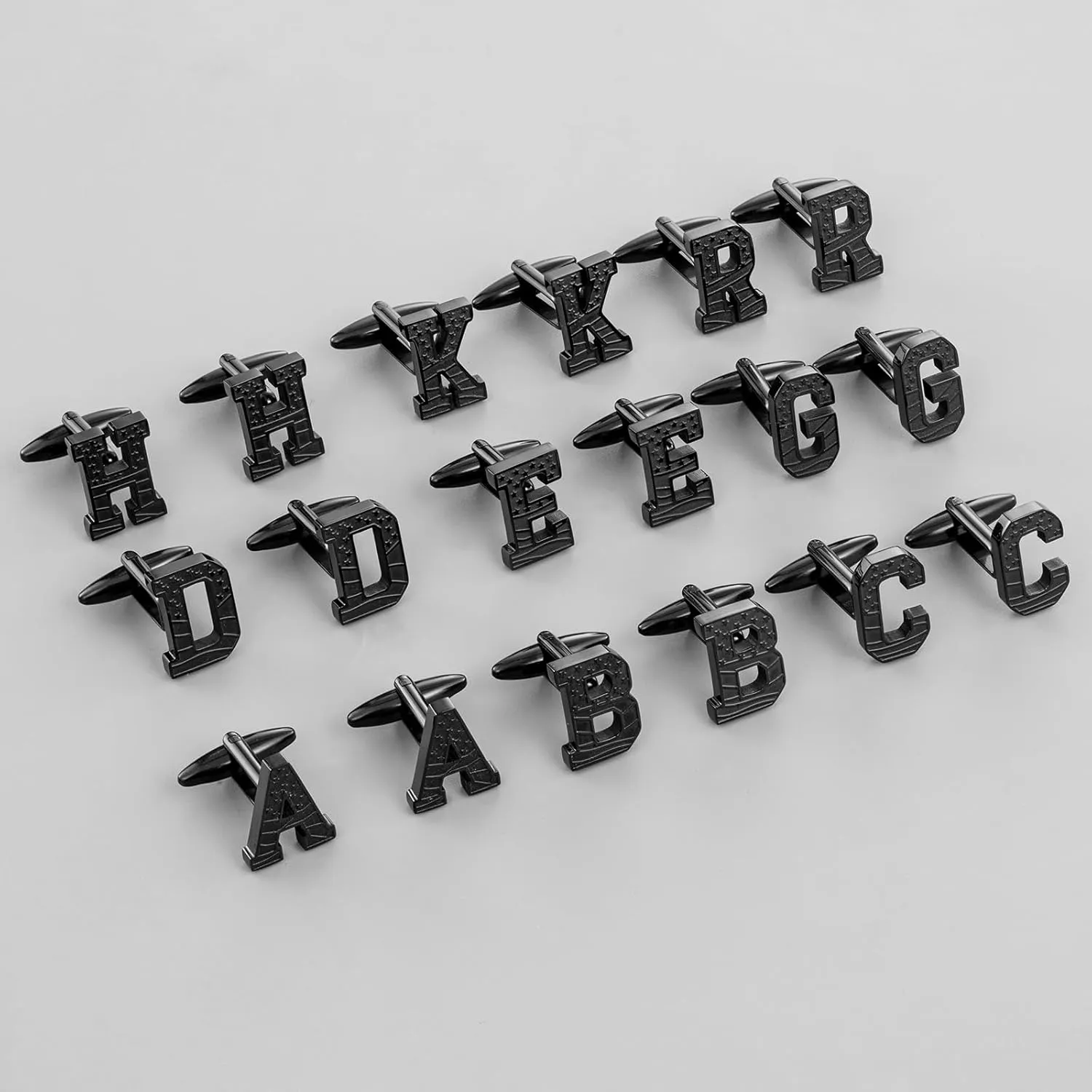 HAWSON Initial Cufflinks for Men with USA Flag Design, Classic Black Cuff Links with Letter Monogram Suits Shirt Studs for Wedding Party