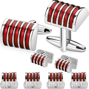 HAWSON Mens Cufflinks and Tuxedo Studs Set in Gift Box, Easy to Wear, Gifts or Jewelry for Men, Wedding Accessories, Designed